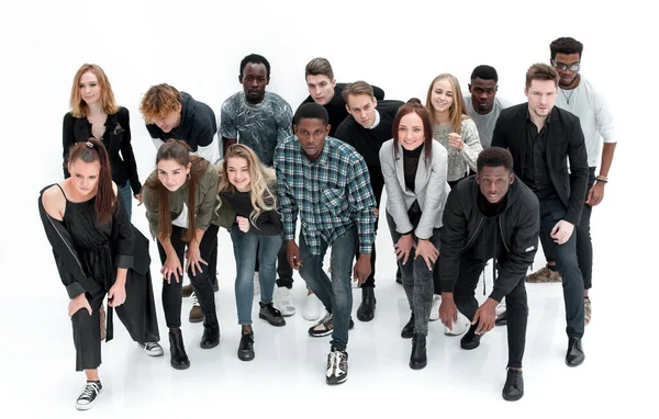 Large group of diverse young people starting forward — Stock Photo, Image