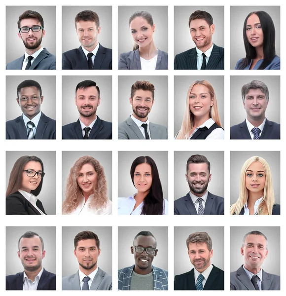 Retratos de funcionários bem sucedidos isolados em um branco — Fotografia de Stock