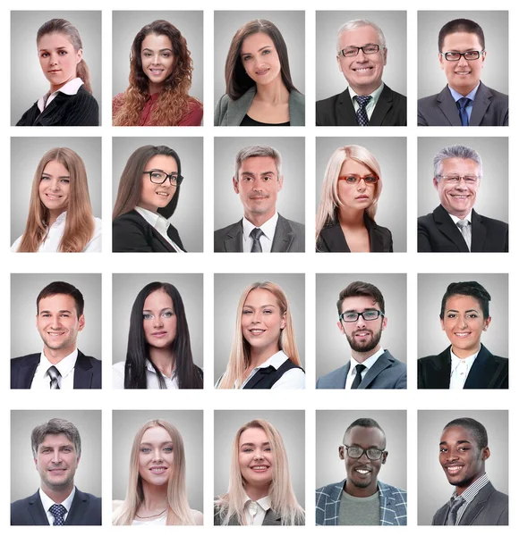Retratos de empleados exitosos aislados en un blanco —  Fotos de Stock
