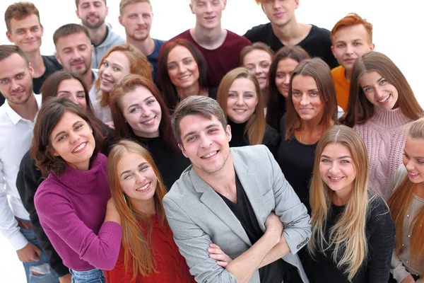 Nahaufnahme. Glückliche junge Leute zeigen ihren Erfolg — Stockfoto