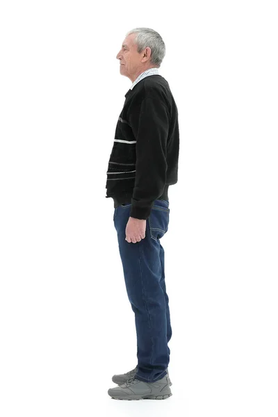 Full-length profile of a gray-haired man — Stock Photo, Image