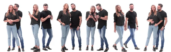 Collage of photos of a couple of happy young people — Stock Photo, Image