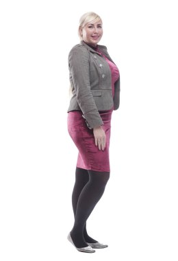 .Kendine güvenen modern kadın kameraya bakıyor.