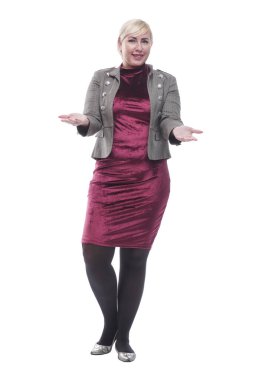 .Kendine güvenen modern kadın kameraya bakıyor.