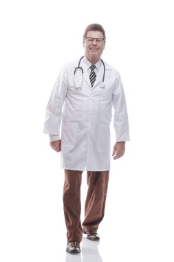 Kendine güvenen terapist, öne çık. bir beyaz üzerinde izole