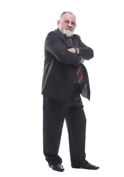 Homem de negócios barbudo confiante olhando para a câmera. isolado em um branco — Fotografia de Stock