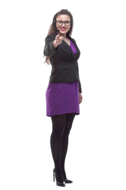 Tam gelişim. Kulaklıklı arkadaş canlısı bir kadın sana bakıyor.