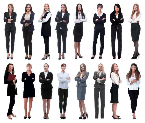 W pełnym wzroście.collage grupy udanych młodych kobiet biznesu. — Zdjęcie stockowe