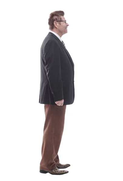 Um empresário sorridente a olhar para a frente. isolado em um branco — Fotografia de Stock