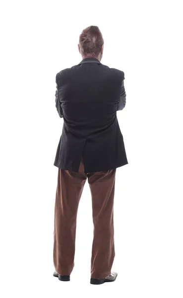 Hombre de negocios mirando la pantalla en blanco. aislado en un blanco — Foto de Stock