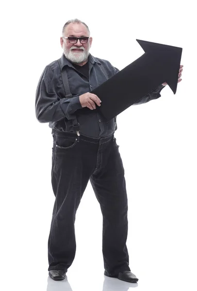 Teljes hossz. magabiztos idősebb férfi mutatja az irányt — Stock Fotó