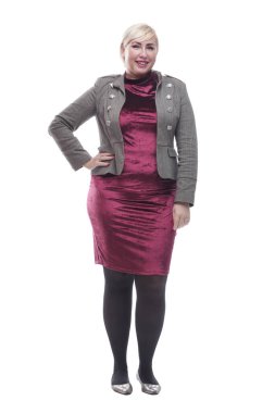 .Kendine güvenen modern kadın kameraya bakıyor.