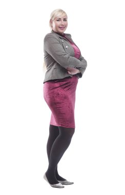 .Kendine güvenen modern kadın kameraya bakıyor.