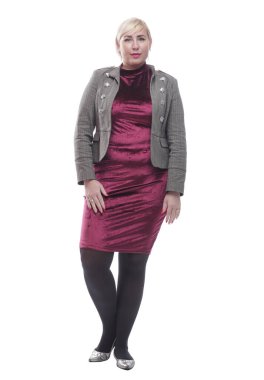 .Kendine güvenen modern kadın kameraya bakıyor.