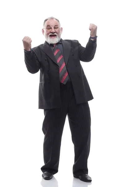 Very happy senior businessman . isolated on a white — Stock Photo, Image