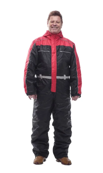 Aantrekkelijke man in een winter geïsoleerd jumpsuit — Stockfoto