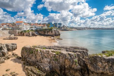 Cascais, Portekiz - 30 Nisan 2018: Cascais ünlü ve popüler yaz tatili Portekizce ve yabancı turistler için spot olduğunu