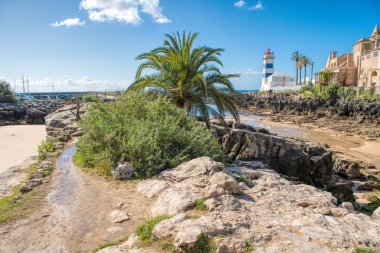 Cascais 'deki Santa Marta Deniz Feneri. Cascais Lizbon Portekiz