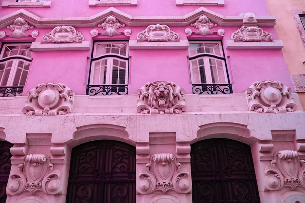 Bright Colorful Facade Old European Building Windows — Stock Photo, Image