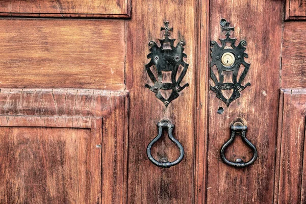 Vieille Porte Entrée Bois Avec Poignée Porte Antique — Photo