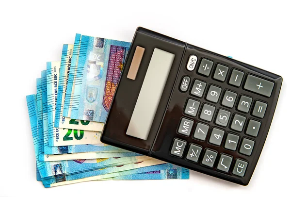 Rekenmachine Euro Geld Een Financiële Analyseren Concept — Stockfoto