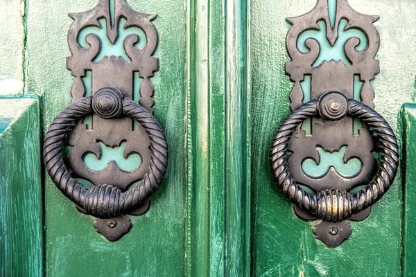 Vieille Porte Entrée Bois Avec Poignée Porte Antique — Photo