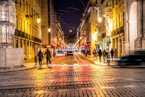 Lisszabon 2018 Április Rua Augusta Street Este Rua Augusta Üzletek — Stock Fotó