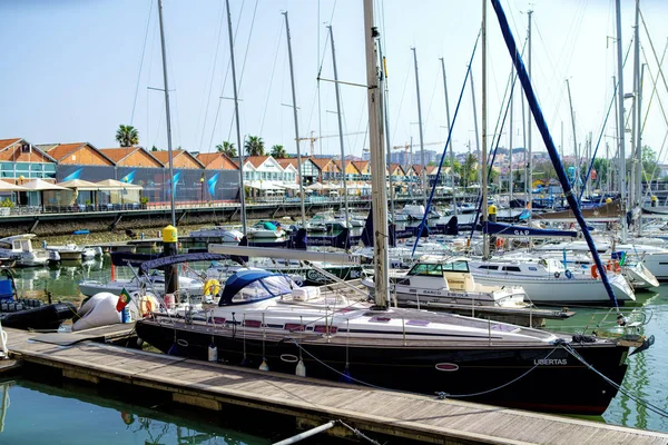 Lisbon Portugal April 2018 View Luxurious Yachts Tied Dock Marine — Stock Photo, Image