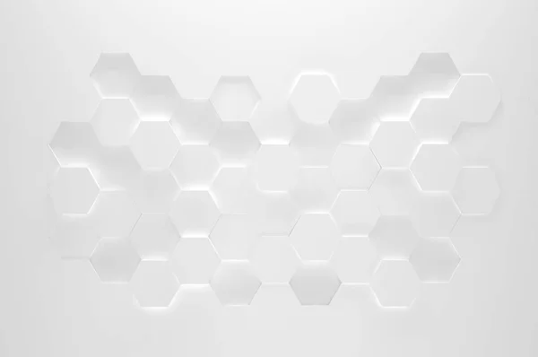 Texture hexagonale blanche moderne (illustration 3D) ) — Photo