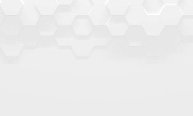 Kopyalama Alanı ile Beyaz Altıgen Arka Plan (3d İllüstrasyon)