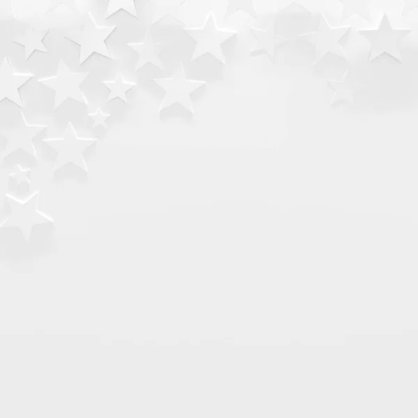 Weißer Hintergrund mit Sternen und Kopierraum (3D-Abbildung)) — Stockfoto