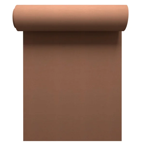 Roll Of Brown Paper With Copy Space Isolated On White Background (3D Illustation) — Fotografie, imagine de stoc