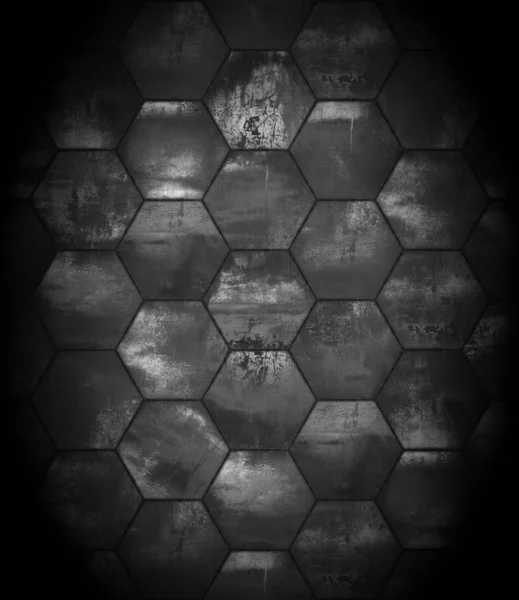 Czarno-białe Grungy kafelki tło z Spotlight — Zdjęcie stockowe