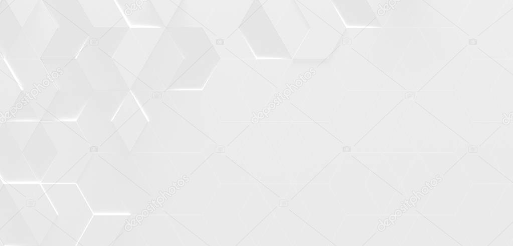White Geometric Background With Copy Space (3d Illustration)