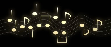 Altın Müzik Notaları (3d İllüstrasyon)