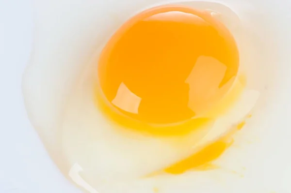 Broken Raw Chiken Egg on White Background — Stock Photo, Image