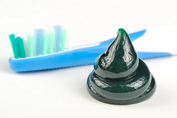 Herbal Toothpaste Swirl and Tothbrush — Stock Photo, Image