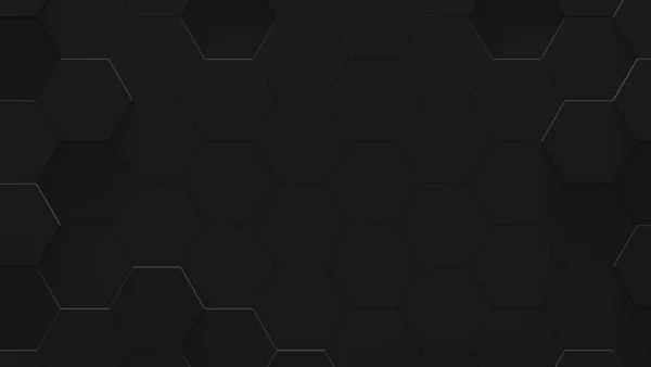 Black Hexagon Futuristic Background With Copy Space (3d Illustration) — стокове фото