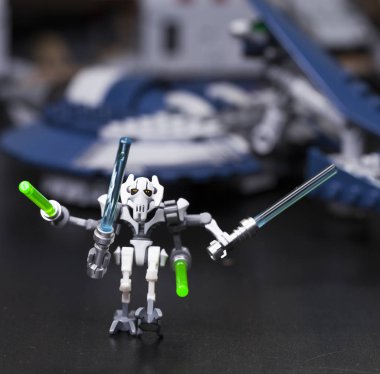 Rusya, 16 Mayıs 2018. Oluşturucu Lego Star Wars. Bölüm III, General Grievous cyborg-kalichets, Yüce droid ordusu başkomutanı