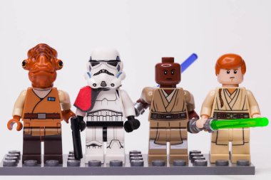 Rusya, 16 Mayıs 2018. Oluşturucu Lego Star Wars. Çeşitli mini-rakamları farklı bölümleri destan