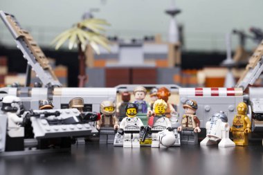 Rusya, 16 Mayıs 2018. Oluşturucu Lego Star Wars. Mini-Fırtına destan farklı bölümlerini gelen askerlerin isimlerinden