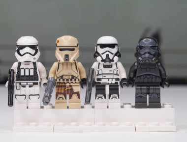 Rusya, 16 Mayıs 2018. Oluşturucu Lego Star Wars. Mini-Fırtına destan farklı bölümlerini gelen askerlerin isimlerinden