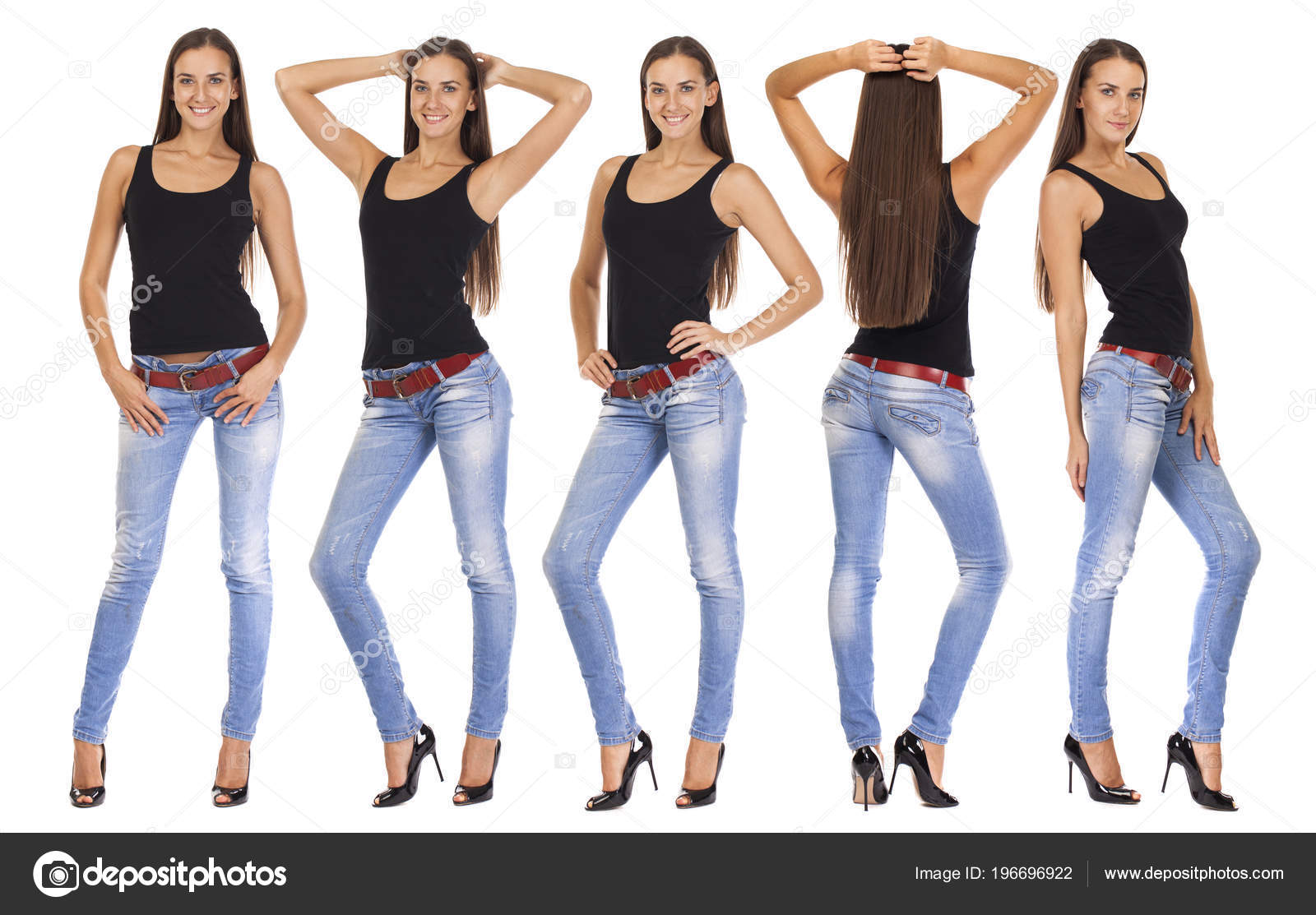 black shirt with blue jeans for girl