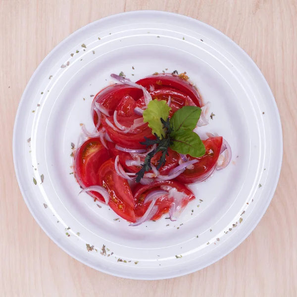 Salad Tomato Onion Appetizer — Stock Photo, Image