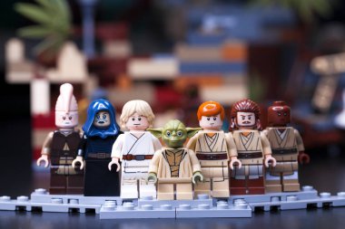 Rusya, 16 Mayıs 2018. Oluşturucu Lego Star Wars. Jedi, Yüksek Konseyi, Mace Windu, Yoda, Obi-Wan Kenobi, Ki-adı-Mundi, Qui-Gon Jinn üyeleri