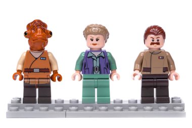 RUSSIA, May 16, 2018. Constructor Lego Star Wars. Episode VII, Princess Leia and General Akbar - mon-kalamari and fleet commander clipart