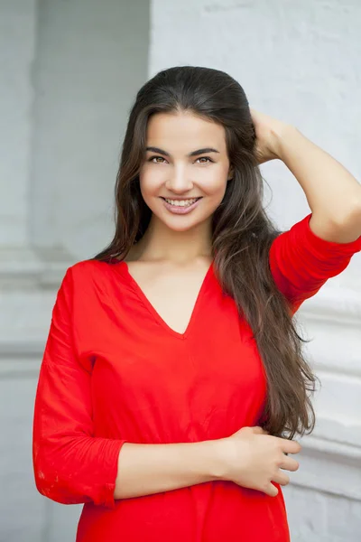 Portrait Close Young Beautiful Woman — Stock Photo, Image