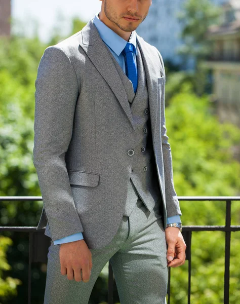 Close Portrait Young Business Man Summer Street Outdoors — Stock Photo, Image