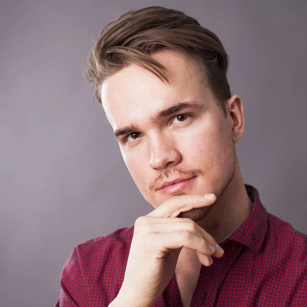 Studio Portrait Young Man Dark Background — Stock Photo, Image