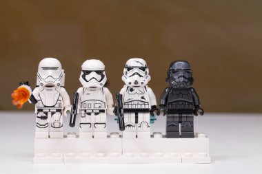 Rusya, 16 Mayıs 2018. Oluşturucu Lego Star Wars. Mini-Fırtına destan farklı bölümlerini gelen askerlerin isimlerinden